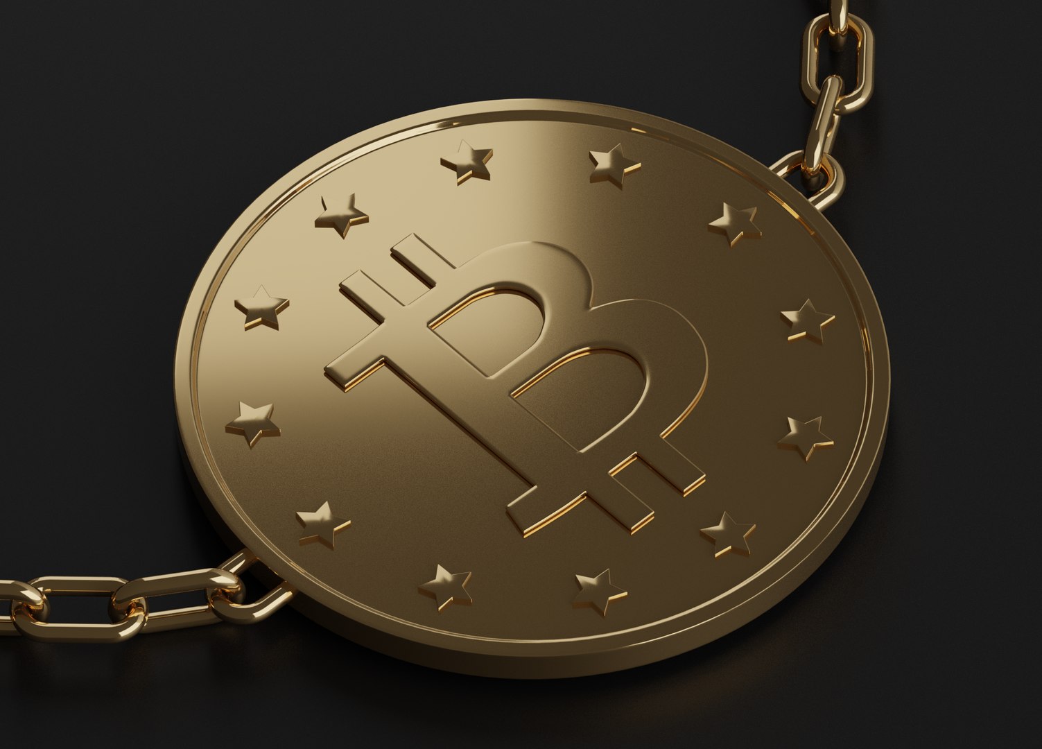 3D Bitcoin With Chain Model - TurboSquid 1751014