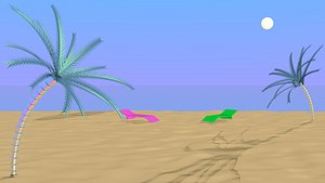 beach scene vaporwave 3D model