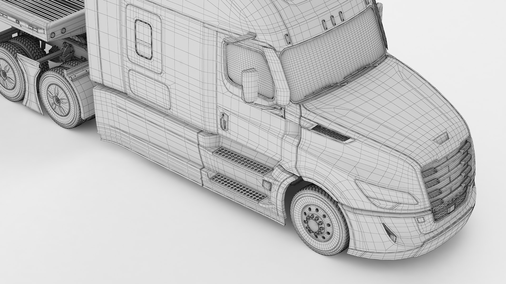 3D Semi Truck Sleeper Cab Generic Flat Trailer 04 model https://p.turbosquid.com/ts-thumb/gu/IS7C0Q/da/wire0005/jpg/1784210110/1920x1080/fit_q87/73011dcd33491e24bda77c508623b87054b89e10/wire0005.jpg