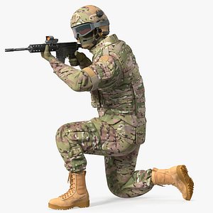 3D Army Soldier in Green Camo Rigged for Cinema 4D