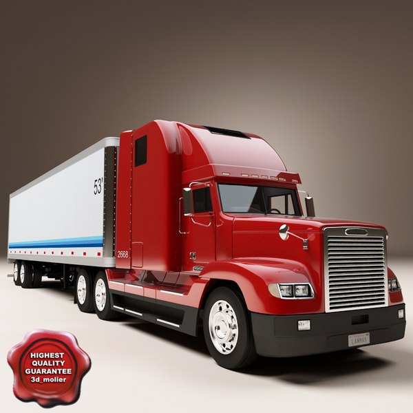 freightliner fld 120 trailer 3d max