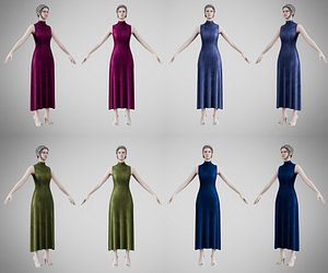 Dress 56 Simple Velvet Colors Collection 2 3D model