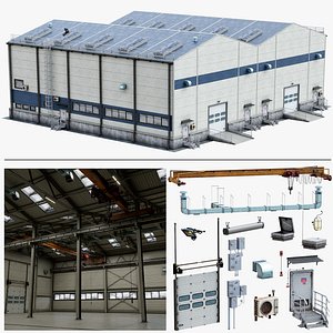 Industrial Building 01 with Interior Realtime 3D