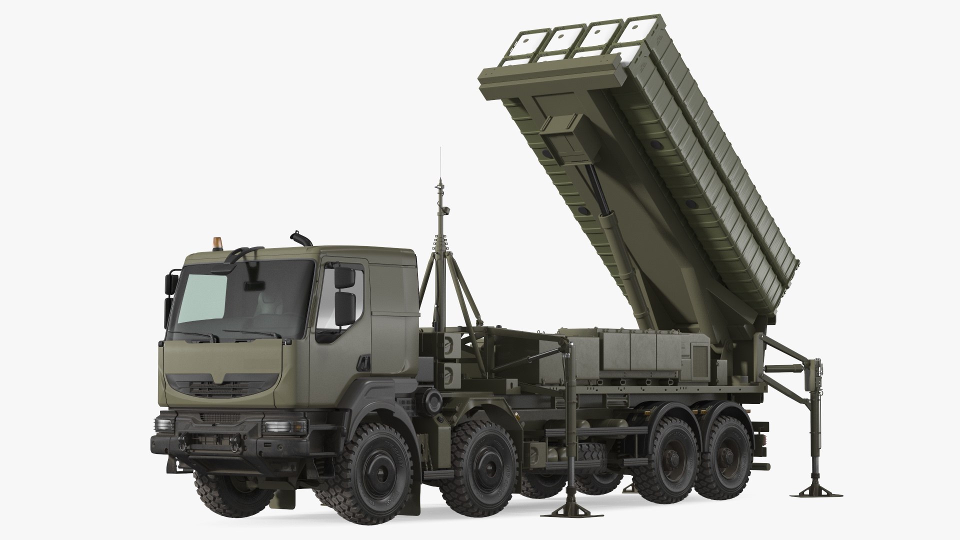 Mobile Medium Range Air Defense Missile System Rigged 3D model preview