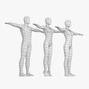 Natural Female and Male in T-Pose Base Mesh