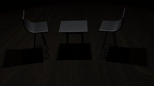 table chair in a scary dark room 3D model