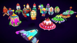 3D model Cartoon SpaceShip Pack