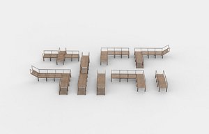 3D model wooden doc set 3D model
