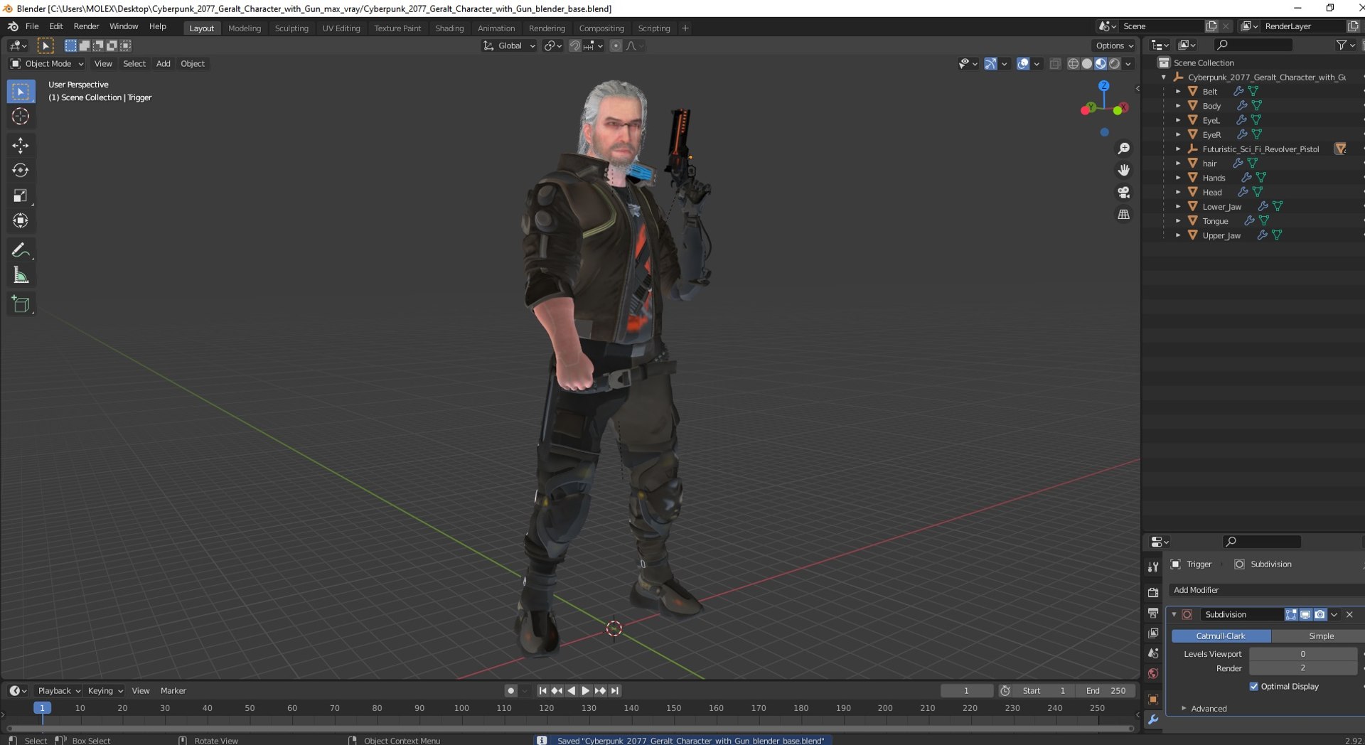 Cyberpunk 2077 Geralt Character with Gun 3D model https://p.turbosquid.com/ts-thumb/gv/0xLDhW/Cv/cyberpunk_2077_geralt_character_with_gun_1001/jpg/1710743806/1920x1080/fit_q87/aaaa4fc14cd5d9699a1686e2bf0f49de540d3d6e/cyberpunk_2077_geralt_character_with_gun_1001.jpg