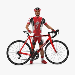 bicyclist red suit bike 3D model