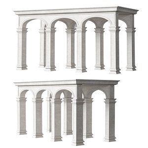 3D Classic Stone Arcade Facade with Opening Columns for Architecture Design 2 model