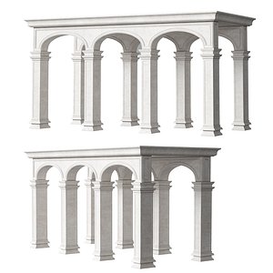 Classic Stone Arcade Facade with Opening Columns for Architecture Design 2