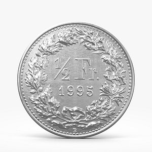 3d model half swiss frank coin