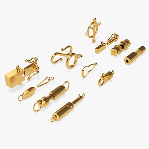 Necklace and Bracelet Clasps Set Gold