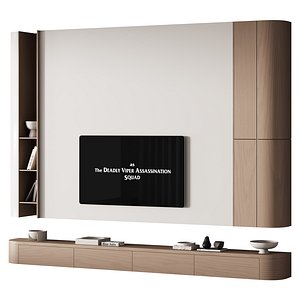 609 tv wall kit 20 minimal living room zone curved wood design CORONA 2019 3D model