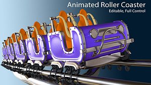 3d Animated Roller Coaster Train 3D model