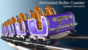3d Animated Roller Coaster Train 3D model