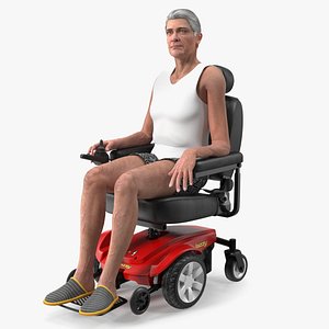 Patient with Jazzy Select Wheelchair Rigged 3D