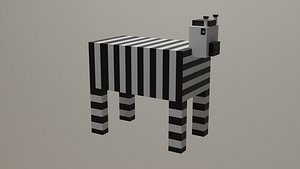 Voxel Low Polly Animal Zebra