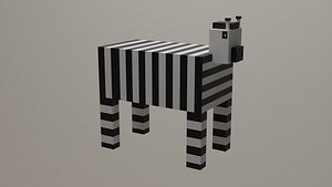 Voxel Low Polly Animal Zebra