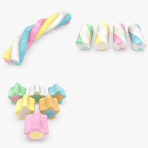 3d model of realistic marshmallow set v2