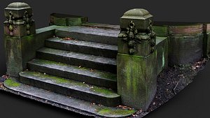 3D ruins mossy stone steps abandoned entrance PBR photogrammetry