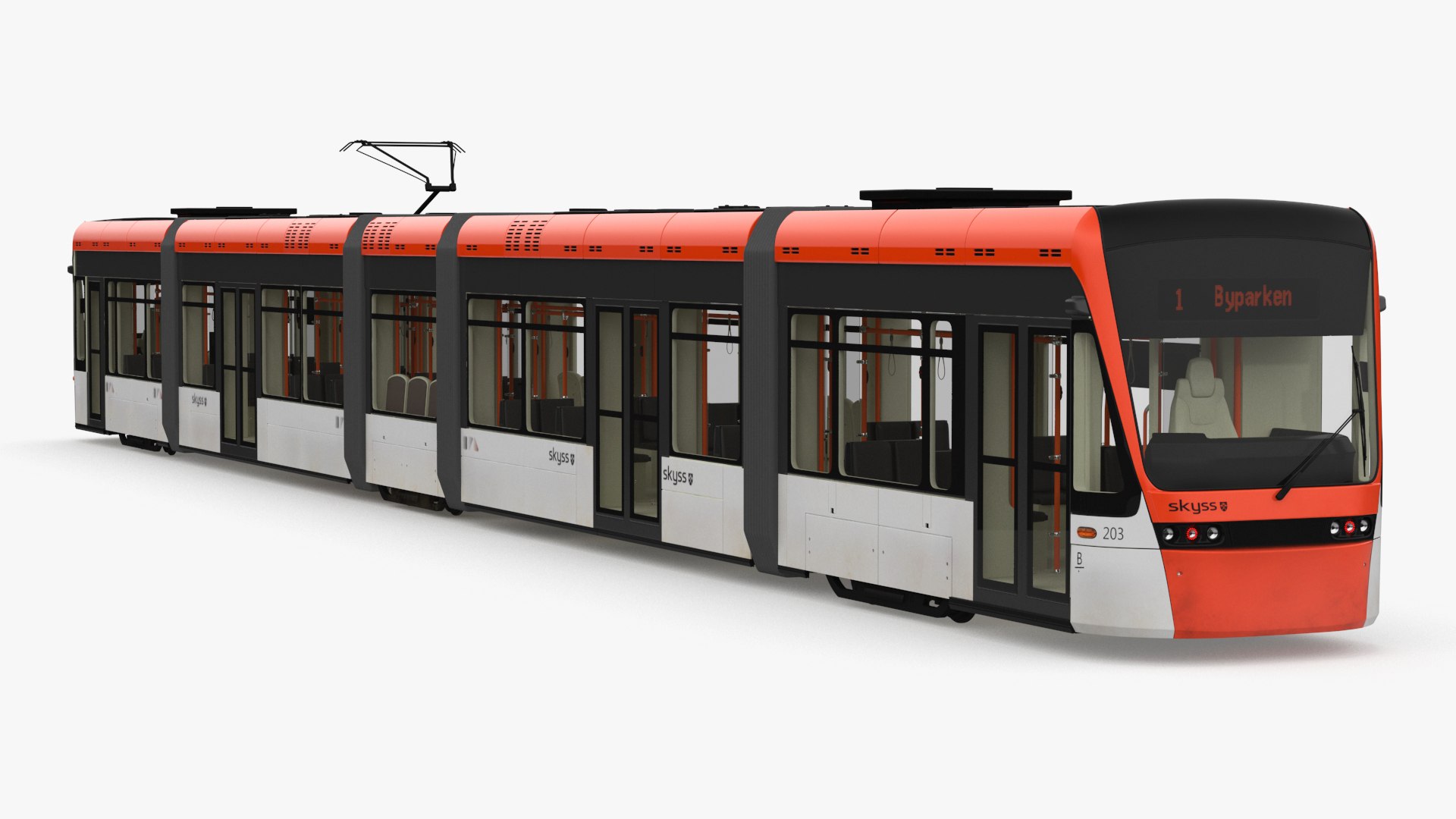 Modern City Tram Bybanen 3D model preview