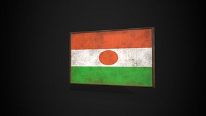 Old Picture Frame With Niger  Flag - Game Ready PBR Low-poly 3D Model 3D