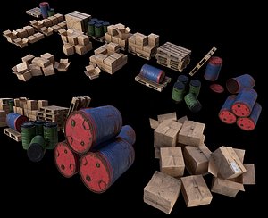 3D Warehouse Set dirt PBR Game Ready