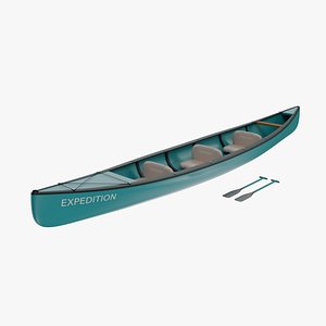 canoe with paddles 3D model