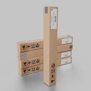 Cardboard Tall Narrow Box - Rigged and Fully Customizable