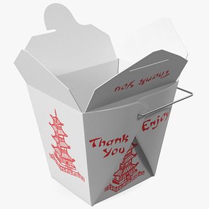 3D model Chinese Restaurant Opened Takeout Box 32 Oz