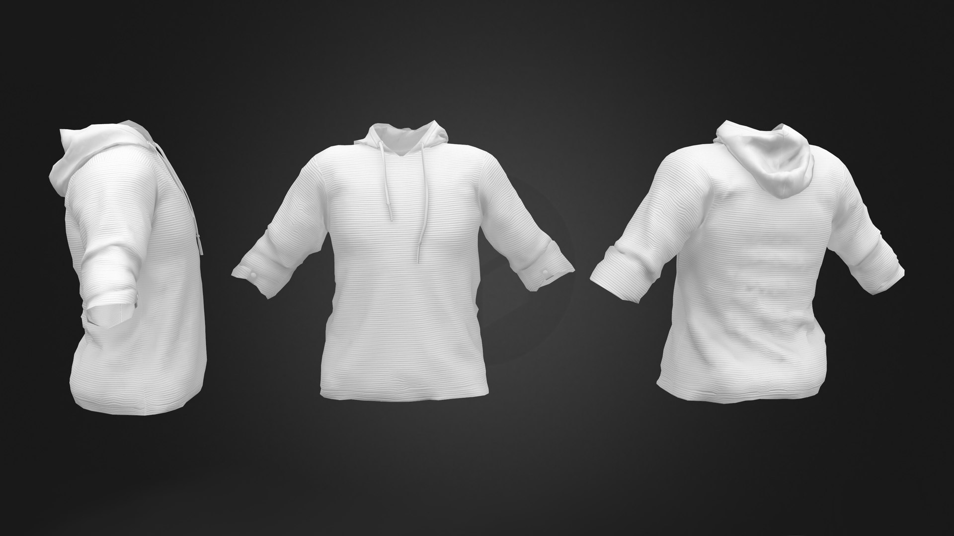 Male Long Sleeve Hooded T-shirt 3D model - TurboSquid 1813993