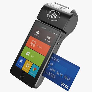 Payment Credit Card Terminal Black 3D
