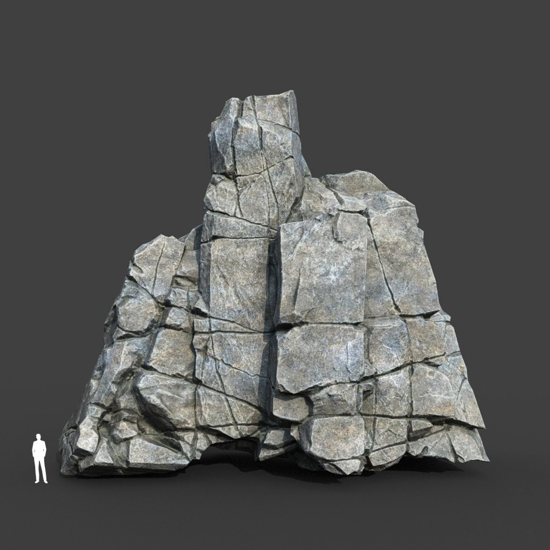 3D Low Poly PBR Gray Cracked Modular Rock - TurboSquid 2164213