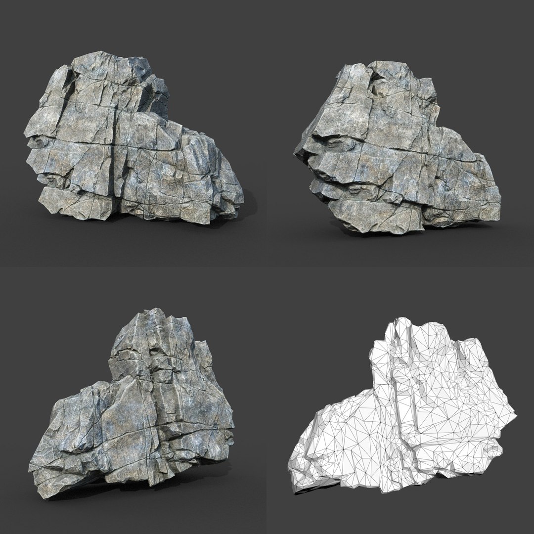 3D Low Poly PBR Gray Cracked Modular Rock - TurboSquid 2164213