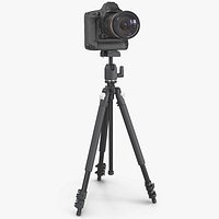 DSLR Camera with Zoom on Tripod