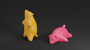 3D Bear for print or CNC to garden asset real size height 180 but can resize 3D