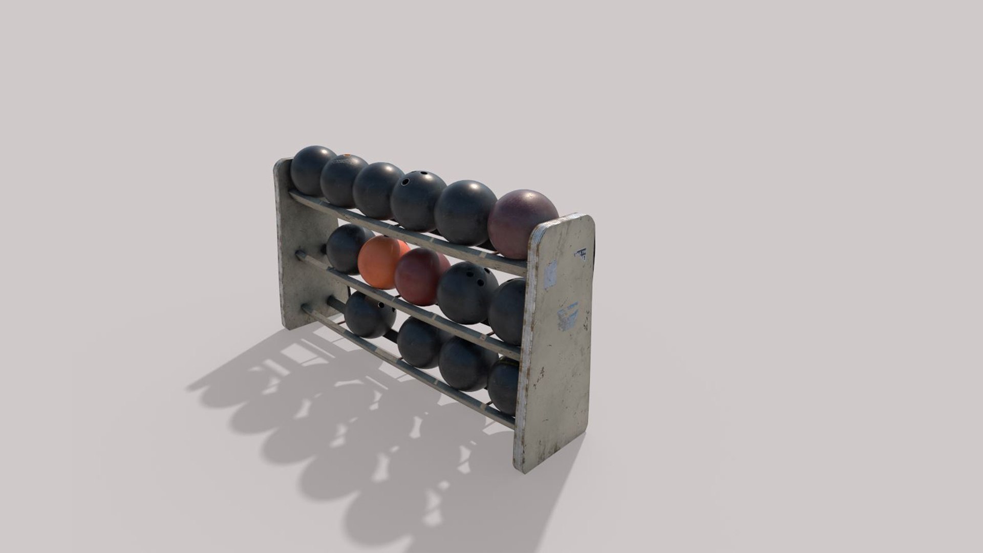 3D Old Bowling Balls And Rack - TurboSquid 2277471