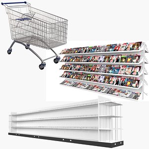 3D grocery store display stand model