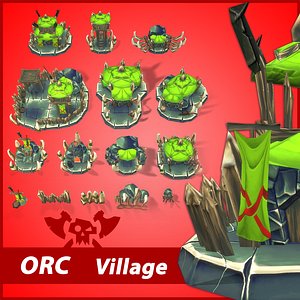 3D Orc RTS Fantasy Buildings model