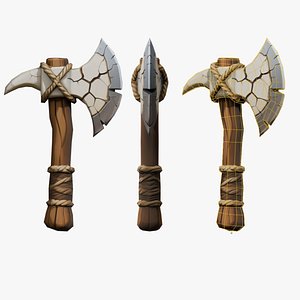 3D Stylized Skeleton Weapon - Bonecleft Hatchet low-poly 3d model
