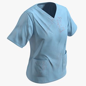 Medical Scrubs Top with Bloodstains 3D model