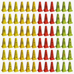 Lamba Floor Safety Cone 24 Inch 4 Types 4 Colors 18 Sings 3D model
