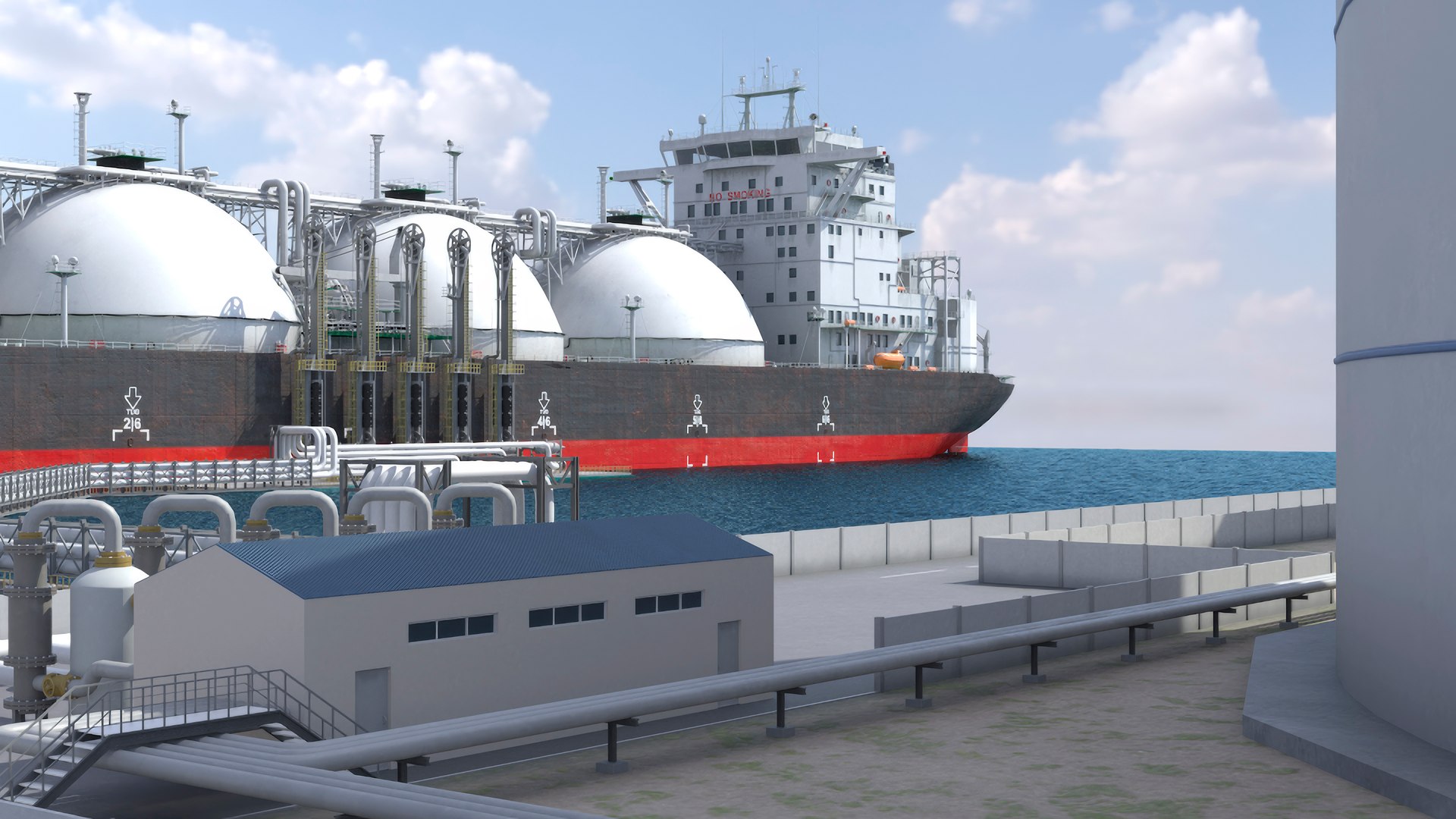 Liquefied Natural Gas Terminal With Gas Carrier Ship 3D Model ...