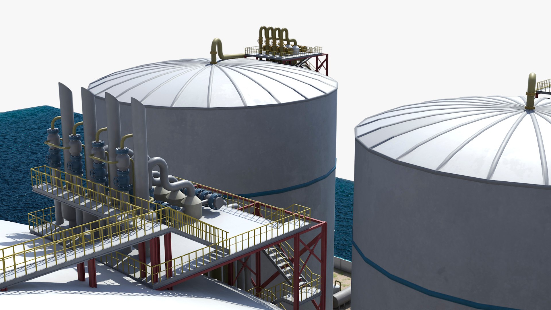 Liquefied Natural Gas Terminal With Gas Carrier Ship 3D Model ...