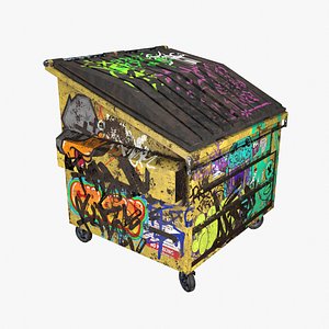3D Yellow Dumpster 2yard Graffiti-Rusty