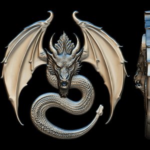 Dragon Head Relief No9  3D print model 3D model