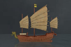 chinese junk boat 3D model