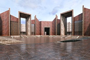 Monumental Brick and Concrete Portal Courtyard